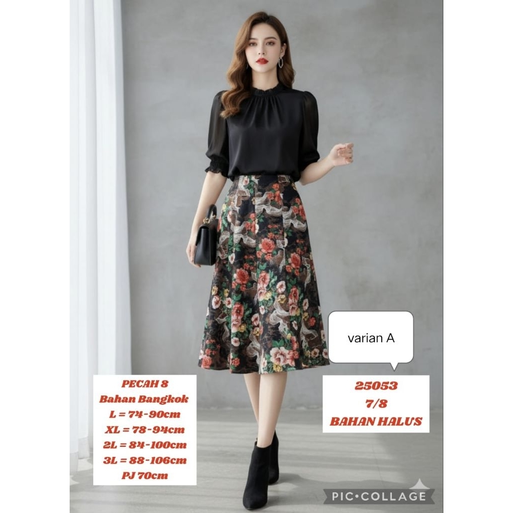 Rok Midi pecah 8 bangkok premium//rok wanita korean style//rok wanita kekinian//rok premium//rok wan