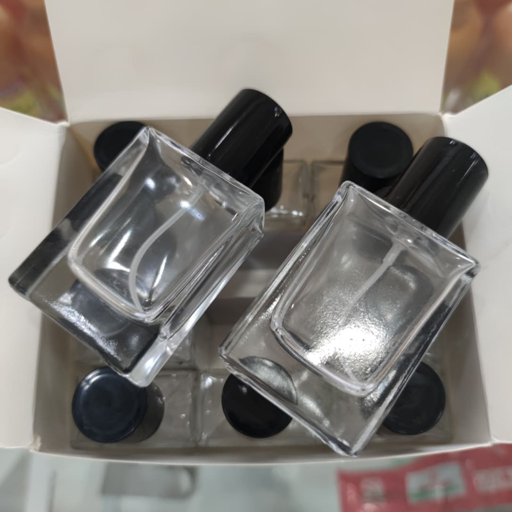 Botol - PETAK/KOTAK 30 ML | Botol parfum kosong drat spray putar kaca ( pcs ) - petak/kotak/herme
