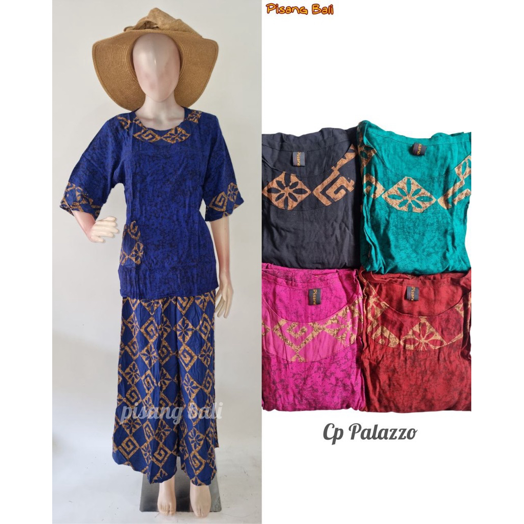 Setelan Batik Palazzo Jumbo By Pisang Bali Lengan 3/4 celana panjang LD 130 cm