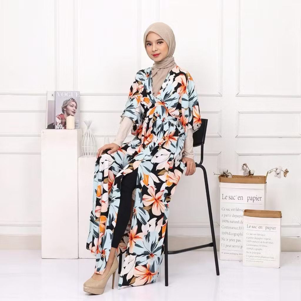 DRESS 92290 3M THREE M ATACARLA SPLIT MAXI DRES KOREA KOREAN