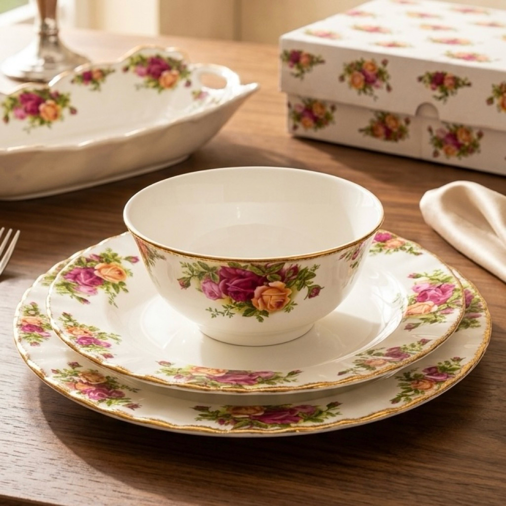 dinnerset capodimonte / piring ceper piring cekung piring makan keramik capodimonte motif bunga seri