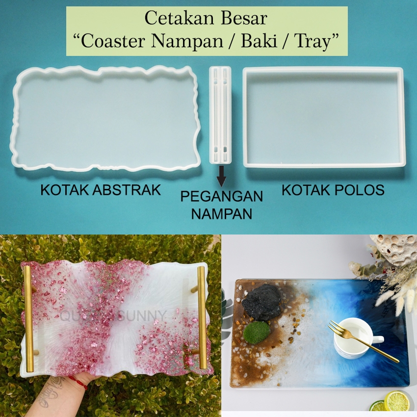 Cetakan Resin Nampan Baki KOTAK BESAR Serving Tray Silicone Mold Coaster Tatakan Cetakan Silikon Mou
