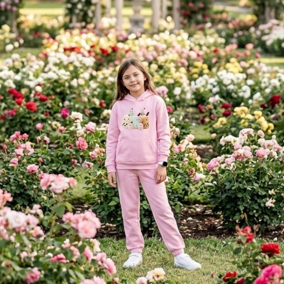 Shenzwhu.distro - Setelan Sweater Hoodie Baju Fashion Anak Perempuan 5-12 Tahun Motif BOBA DOLL