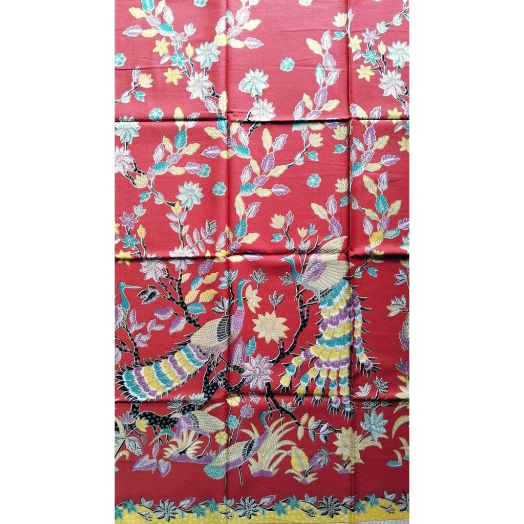Hitam Toska Tua Ungu Tua Kuning Merah Kain Batik Print Pekalongan Katun Dobby