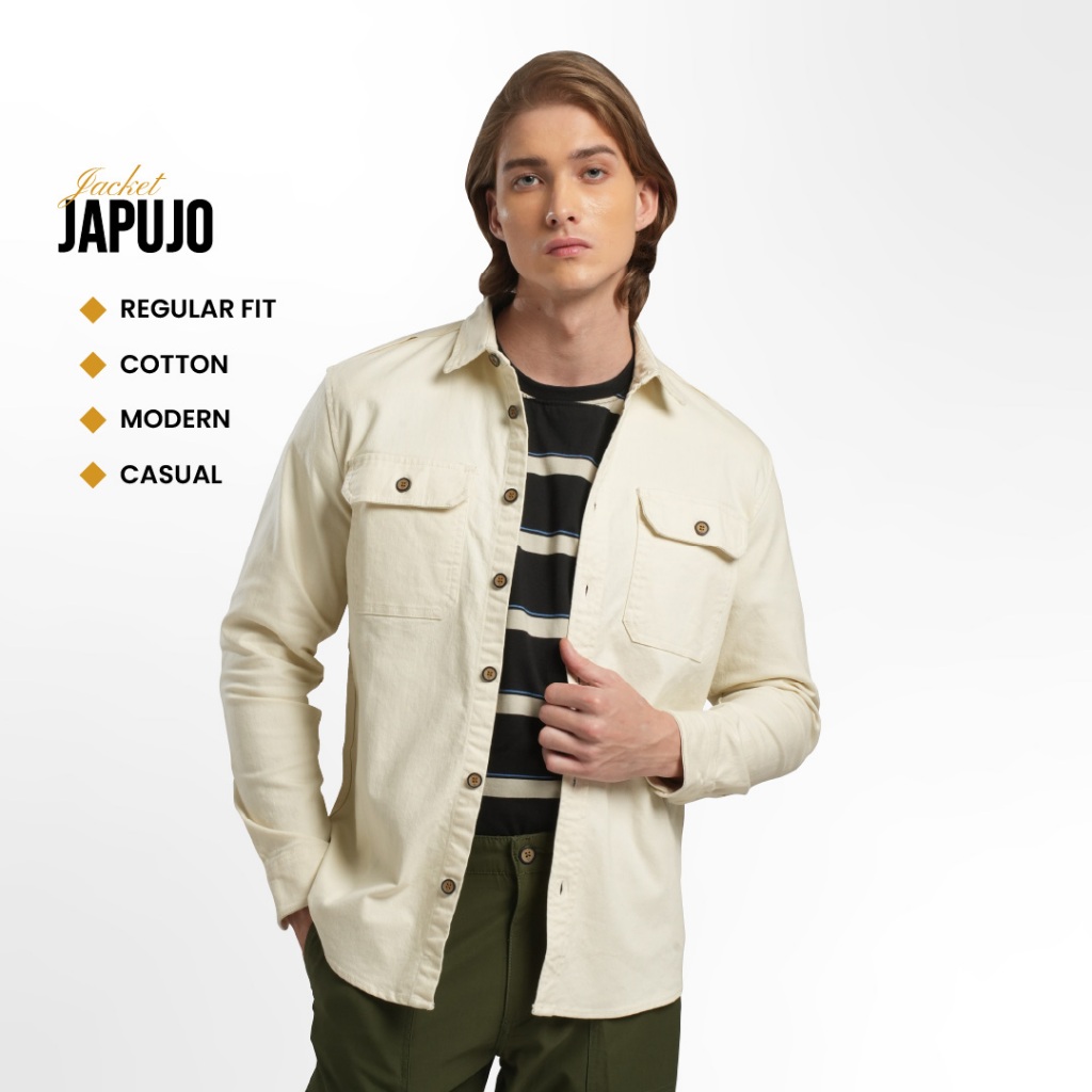 Emba Classic - Japujo Jaket Pria Casual Regular Fit Warna White