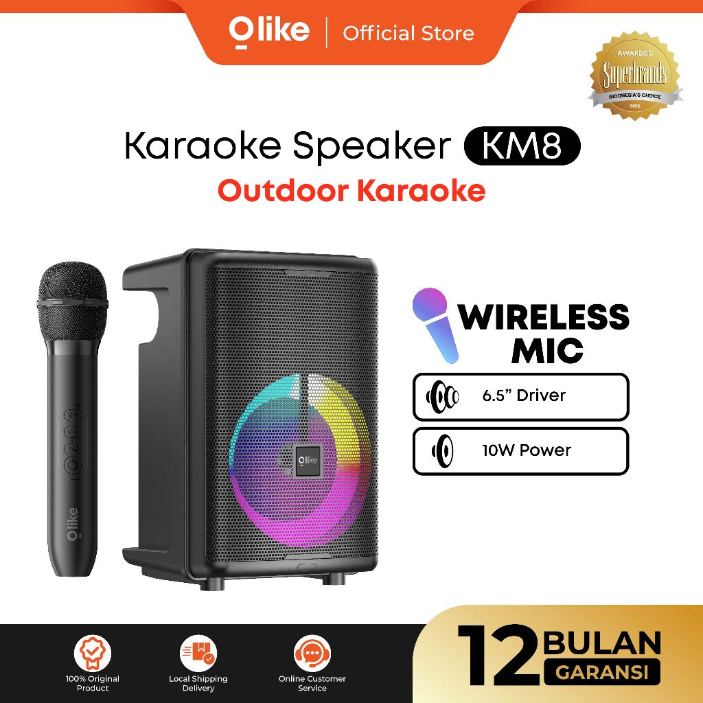 Olike Speaker KM8 Karaoke Mic Speaker 10W Subwoofer 6.5 Inch Driver With Karaoke MIC MIcrofone Wirel