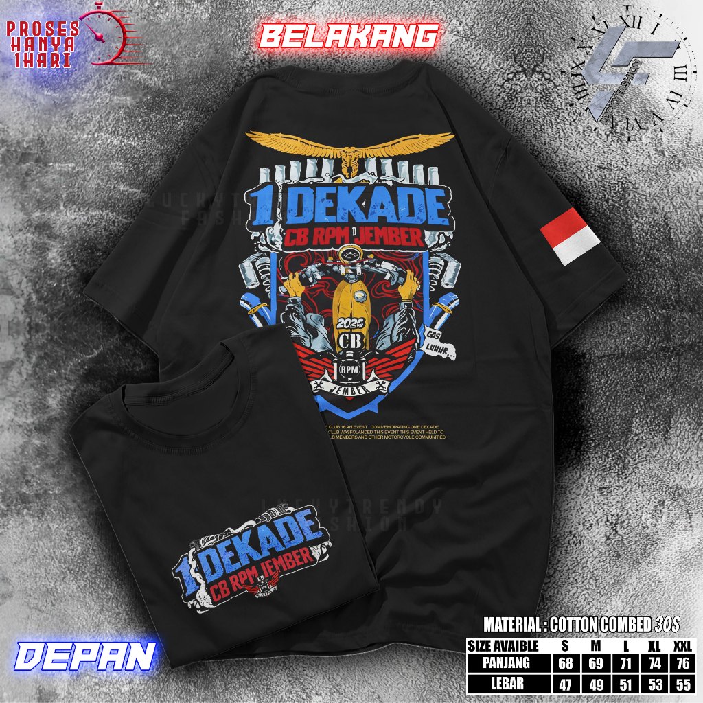 KAOS 1 DEKADE CB RPM JEMBER T-SHIRT SATU DEKADE CB RPM JEMBER