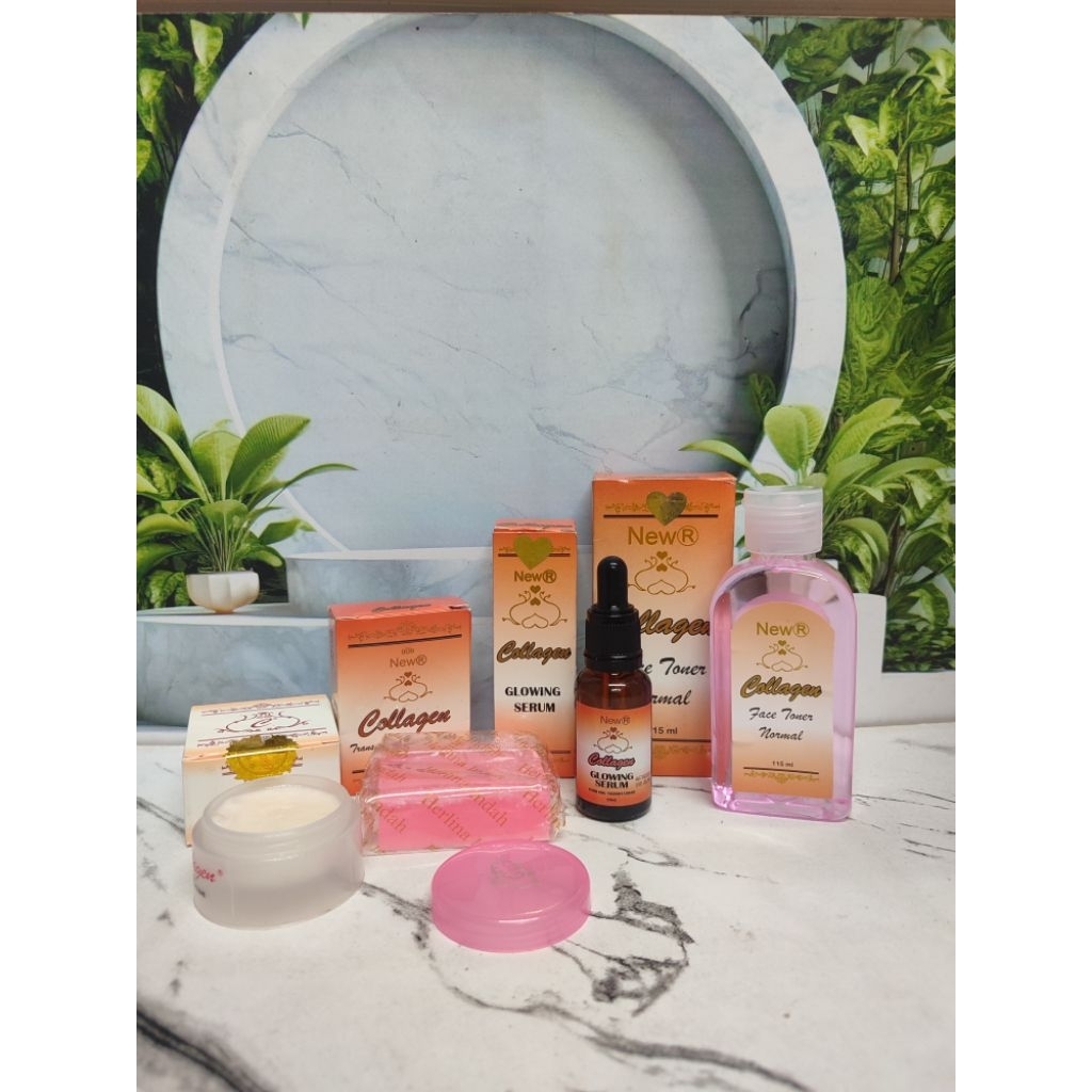 paket cream collagen malam 4in1 // paket collagen new r khusus malam (cream+serum+sabun+toner)