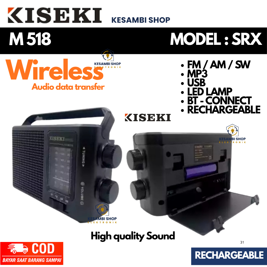 Kiseki Speaker Radio M518 SRX Radio Speaker Portable Super Sound Rechargeable
