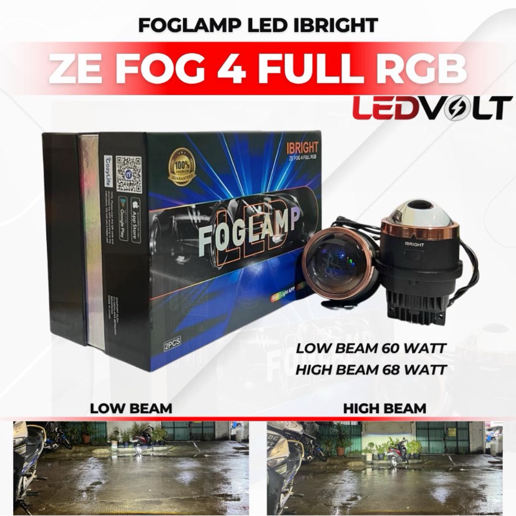 LAMPU BILED FOGLAMP IBRIGHT  ZE FOG 4 FULL RGB APP ALLWEATHER 3 WARNA. HONDA TOYOTA Foglamp Ibright 