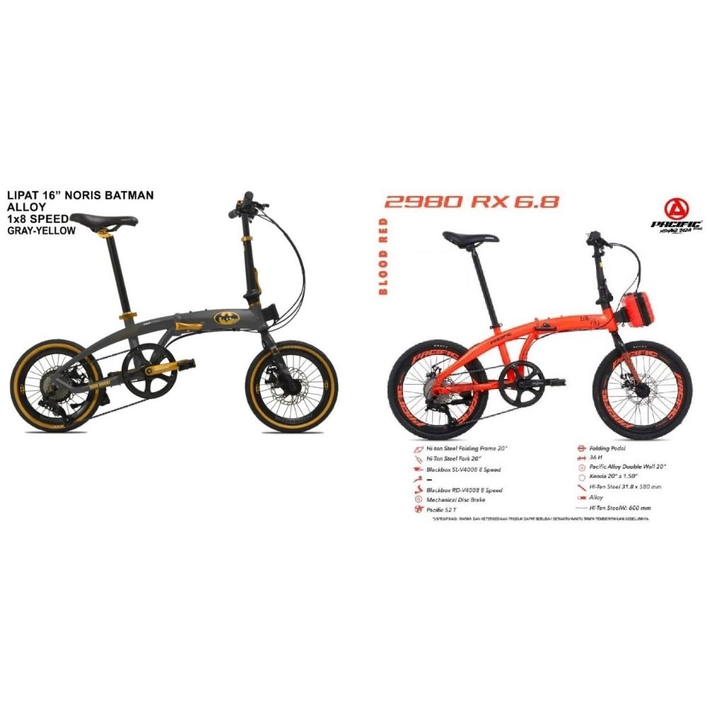 PROMO SEPEDA LIPAT PACIFIC 16 INCH NORIS BATMAN DAN 2980 RX 6.8