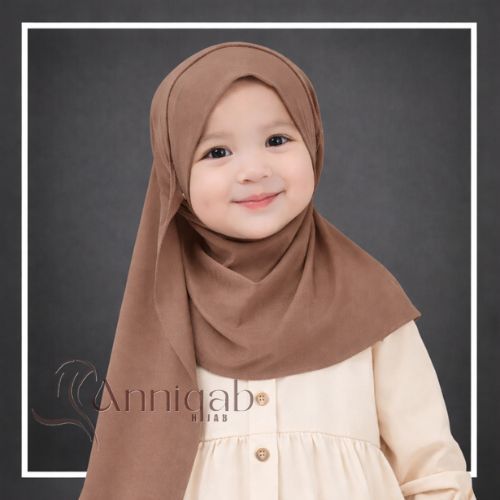 Anniqab - Pashmina Instan Wolfis Kancing Bunga | Hijab Instan Anak Kancing Bunga Sakura | Kerudung P