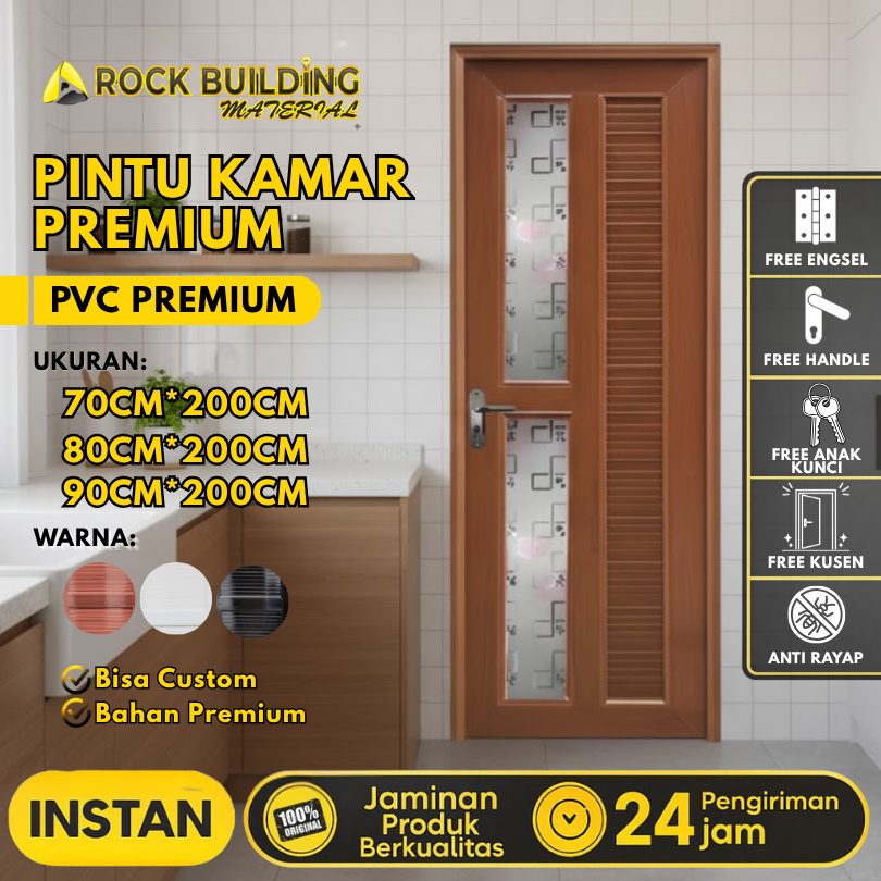 Pintu PVC Kamar Mandi Pintu Kamar Tidur Ruang Tamu Tebal Tahan Lama Ukuran 90 x 200 Platinum Special