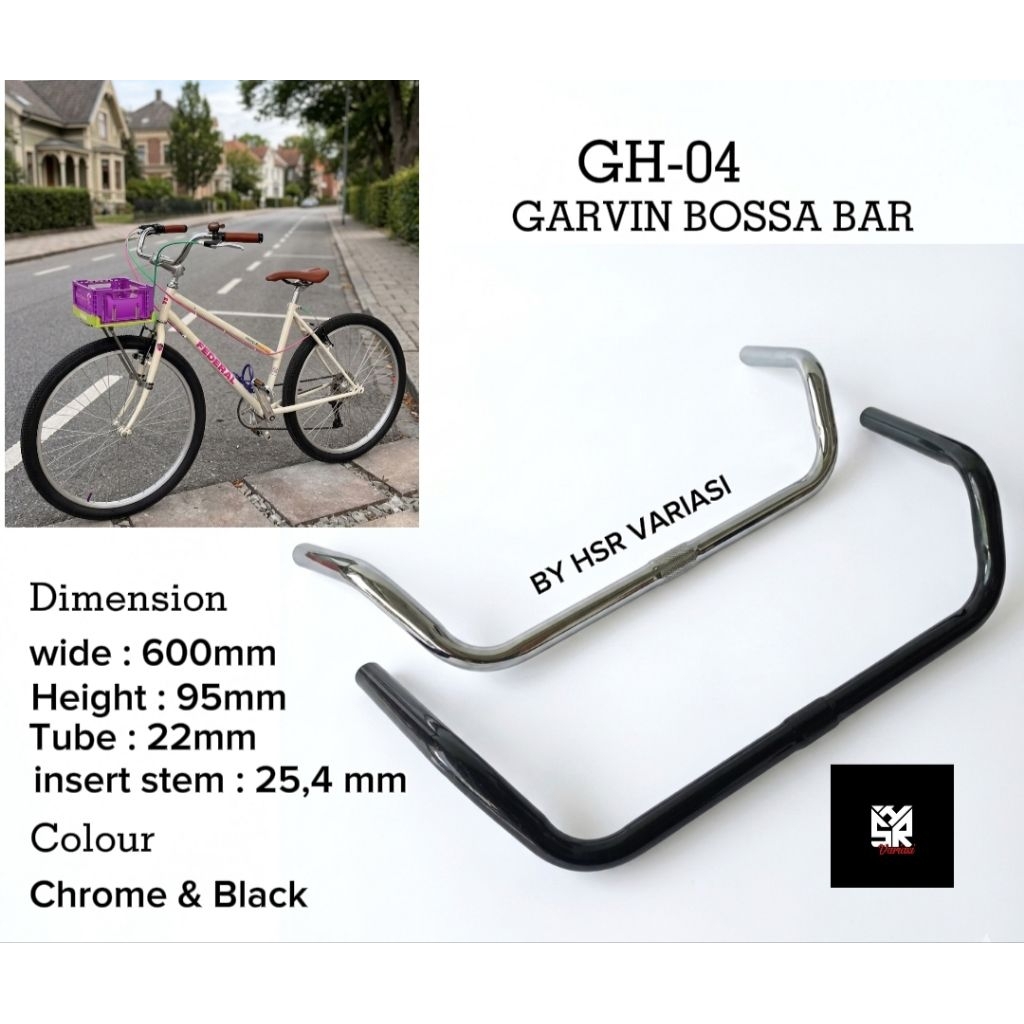 GH - 04 Garvin Bossa Bar /Stang Kumis Custom Handlebar Mirip Nitto Bosco Bar - Promenade /nitto Bosc
