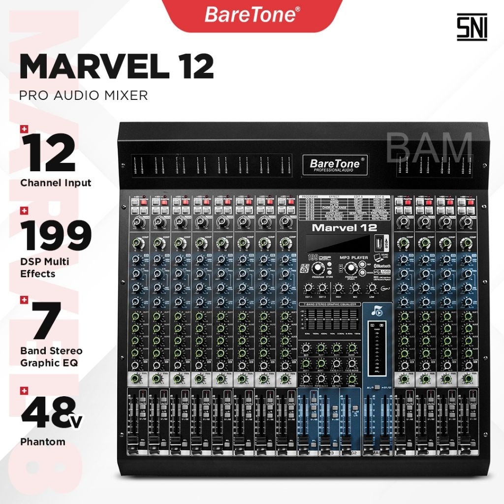 Mixer Audio Profesional Baretone MARVEL 12ch Original