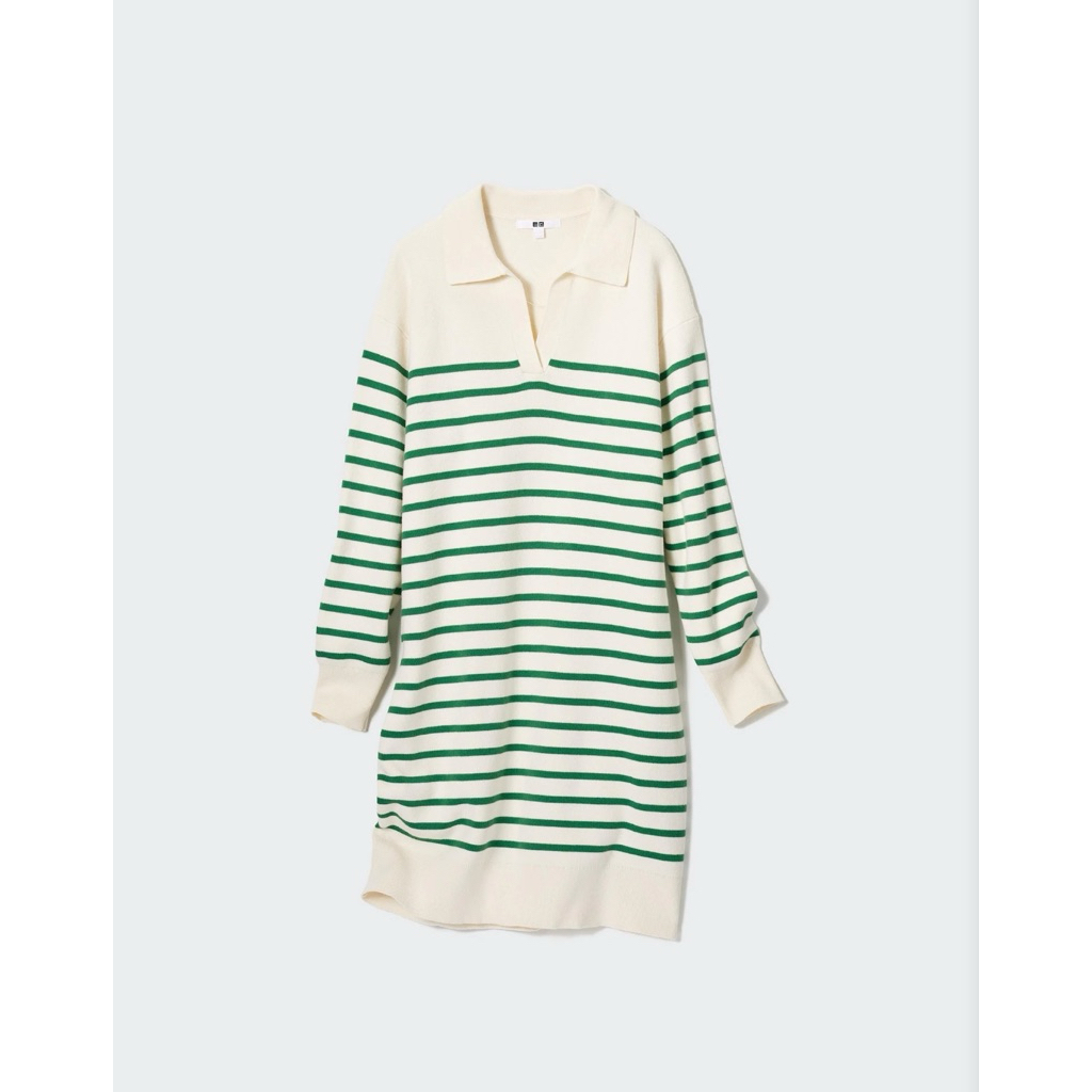 dress ribbed knit stripe salur size L branded by uniqlo