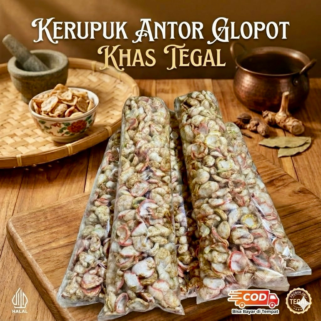 Krupuk glopot bawang khas tegal (300gr) Renyah khas daun bawang asli