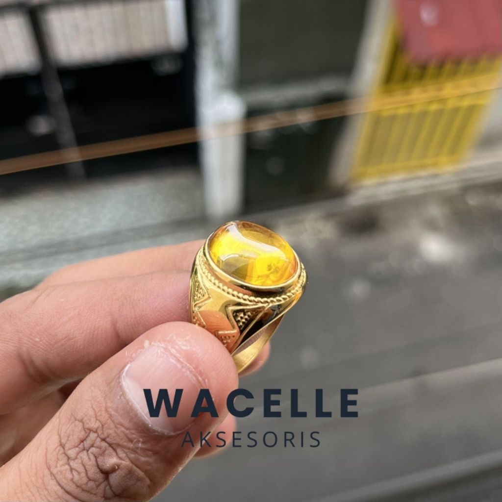 CINCIN BATU AKIK YELLOW TOPAZ MEWAH KEREN RING KUNING