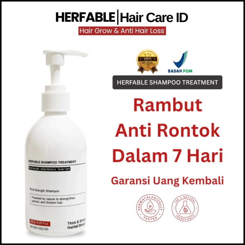 Bpom Herfable Shampoo Penghilang Uban Penghitam Rambut Uban Original shampo anti uban