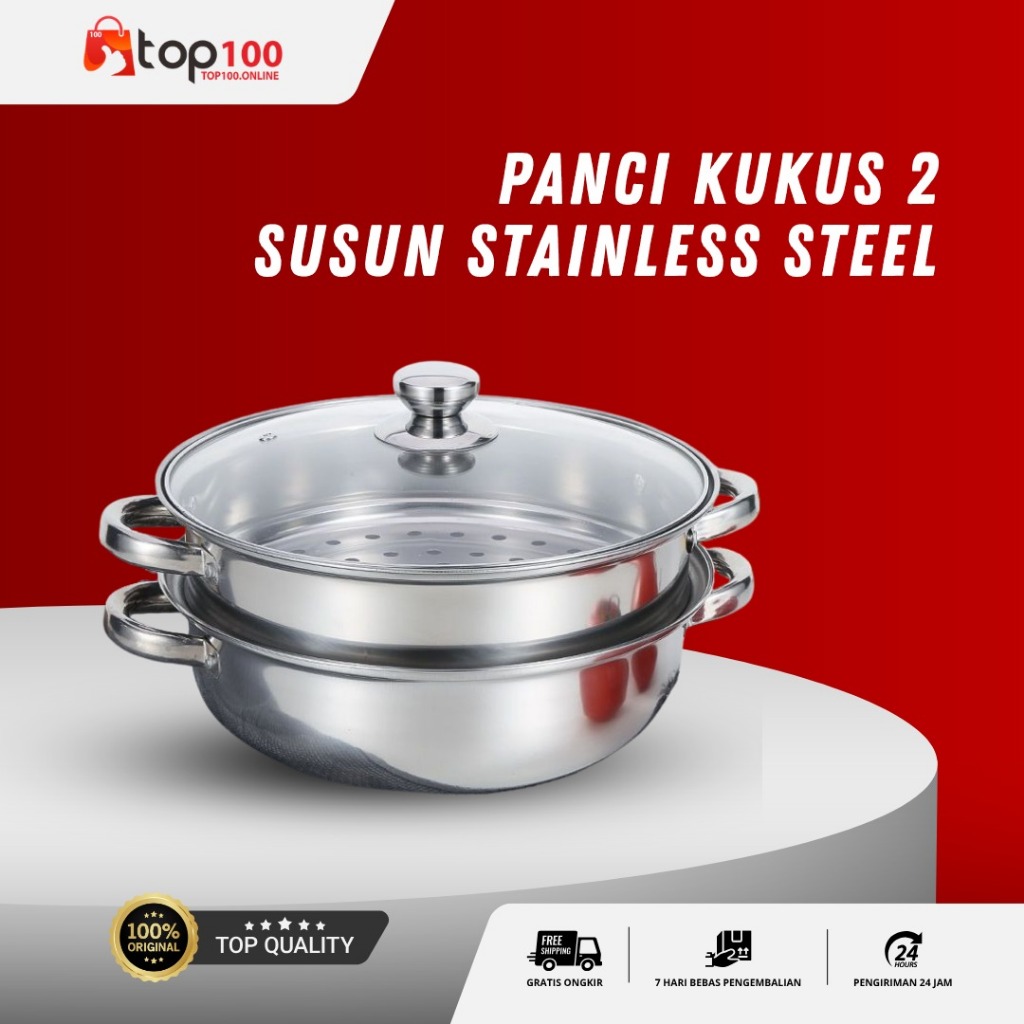 Top100 - Panci Kukus 2 Susun BMW Kitchenware Panci Set Steamer Stainless Kukus Ikan Siomay Bakpao Pa