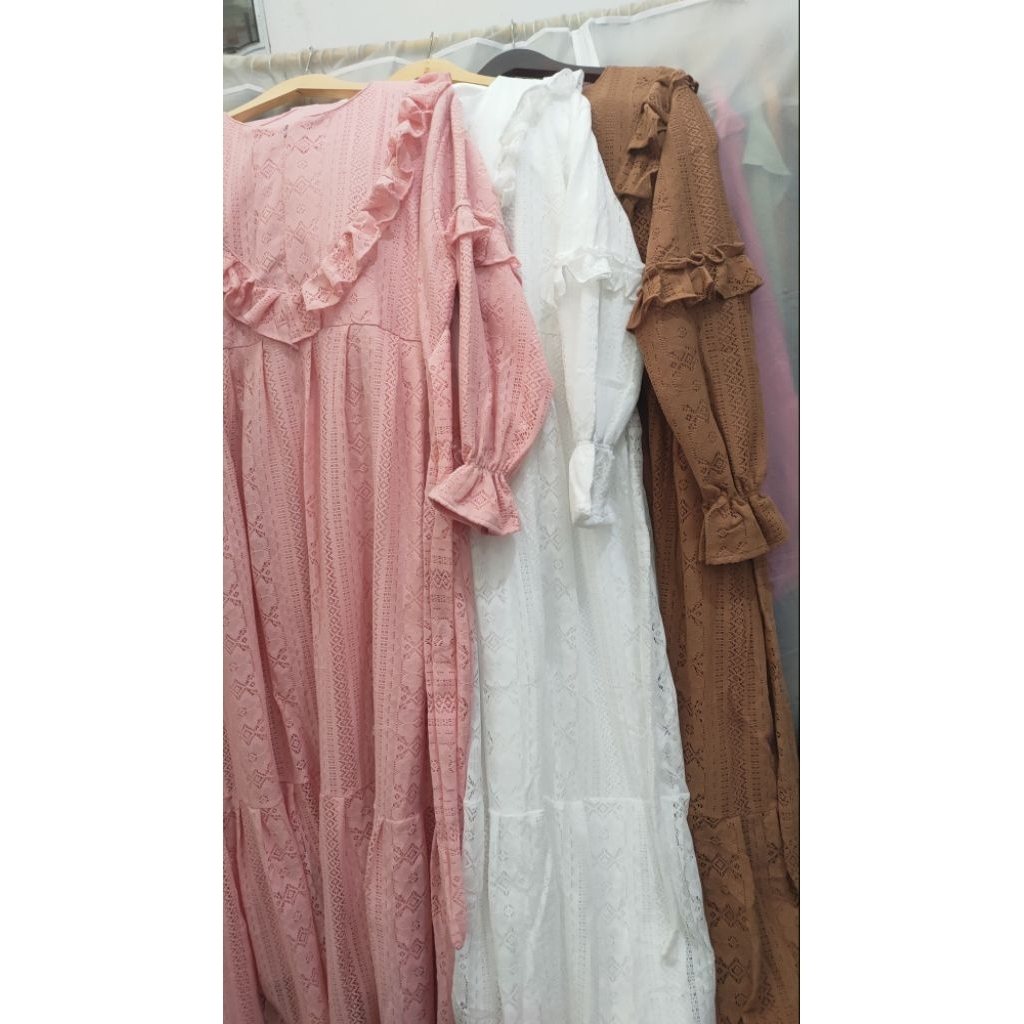 Gamis full brukat Jumbo LD 120 130 150