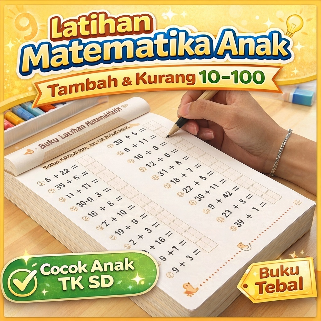 Buku Latihan Matematika Anak TK SD | Penjumlahan & Pengurangan 10 -100 | Buku Kerja Anak Cepat Pinta