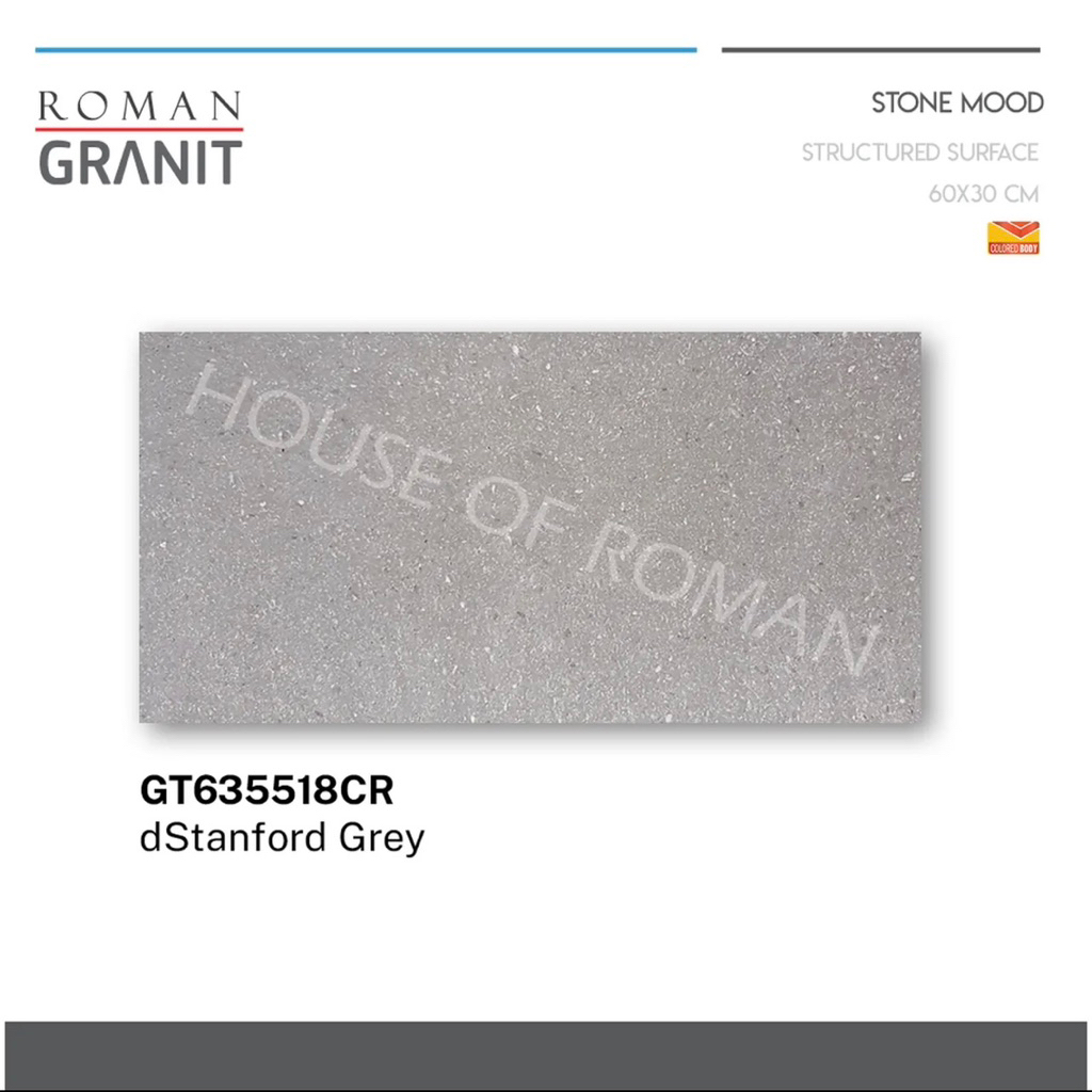 Roman Granit dStanford Grey 30x60 GT635518R/Granit Carport 30x60/Keramik Permukaan Kasar Motif Batu 