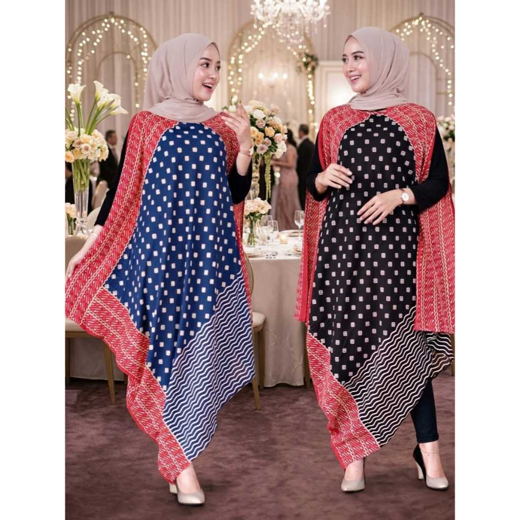 ori KAFTAN BATIK ASIMETRIS NEENA / dress BATIK SOLO TERBARU / BAJU KONDANGAN WANITA / DRESS JUMBO