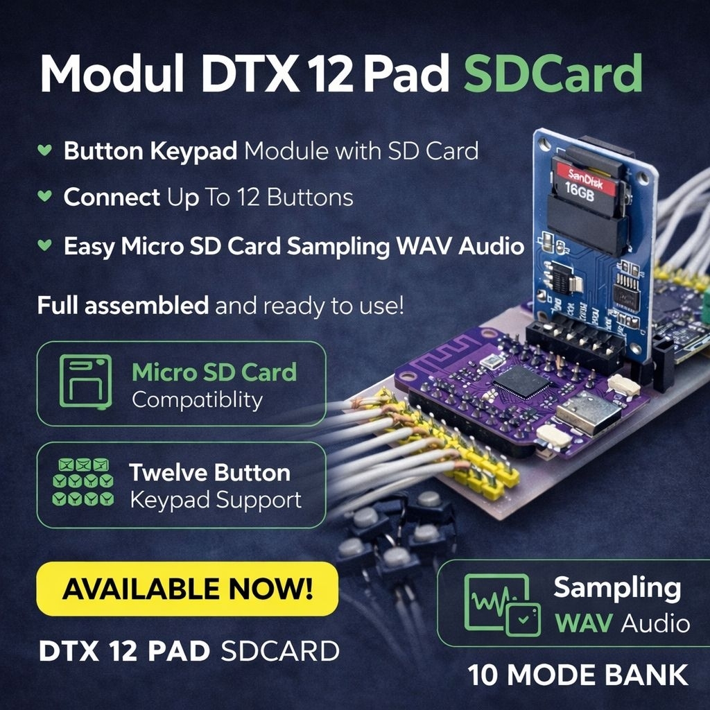 Pad Kendang Elektrik DTX 12 Tombol LCD rangkaian