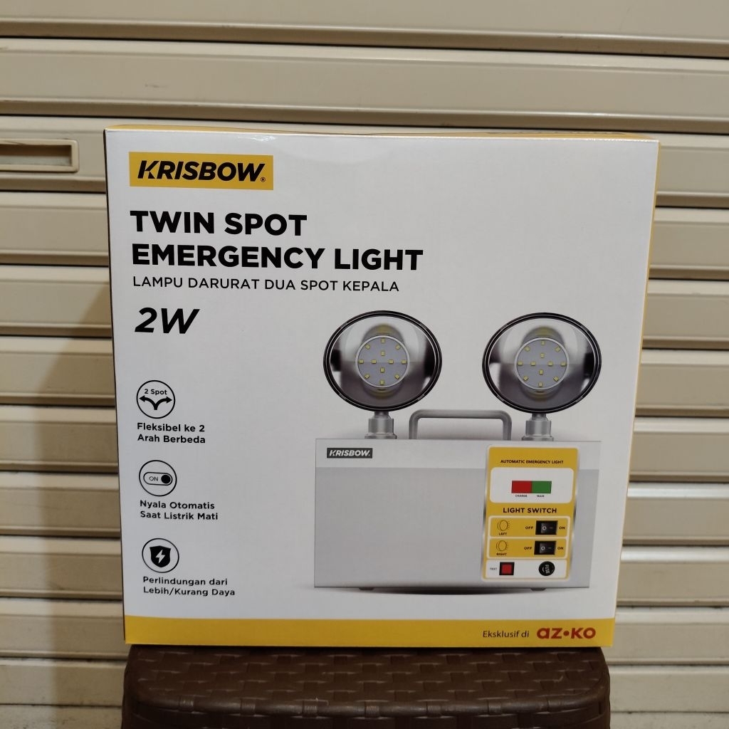 Lampu Emergency Krisbow Twin Spot 2W LED | Emergency Light Rechargeable | Lampu Darurat Mati Lampu S