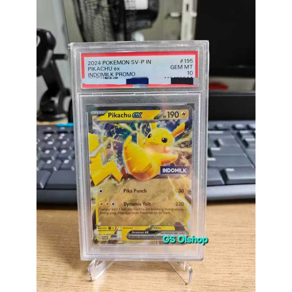 POKEMON PIKACHU IND PIKACHU EX INDOMILK PROMO PSA 10 ( SLAB MULUS )  ( VERY RARE )