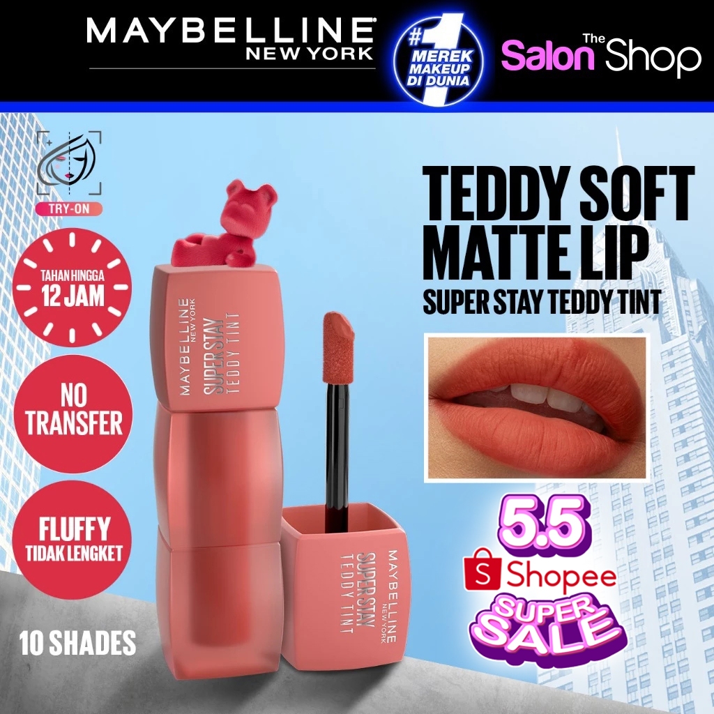 MAYBELLINE  Superstay Teddy Tint 5 mL - Teddy Soft Matte Lipstick Lipcream Lipstik Lip Tint gdkd01