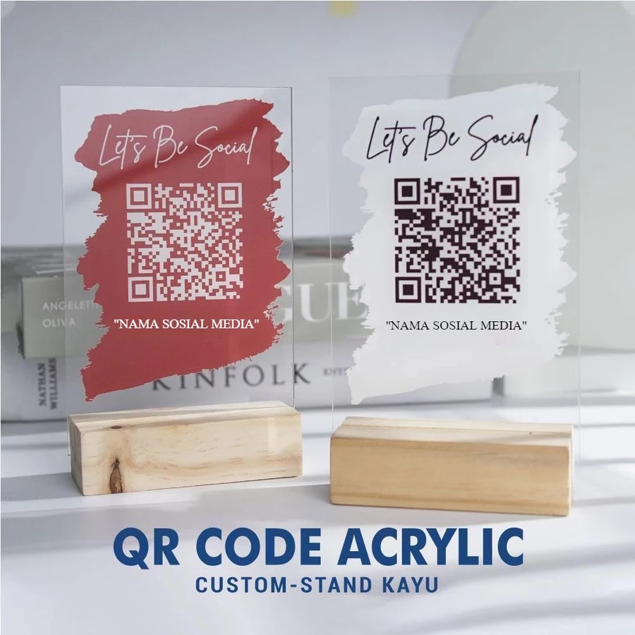QR STAND / STANDING KAYU QR CODE MEJA KAFE / RESTO / KASIR AKRILIK/AKRILIK