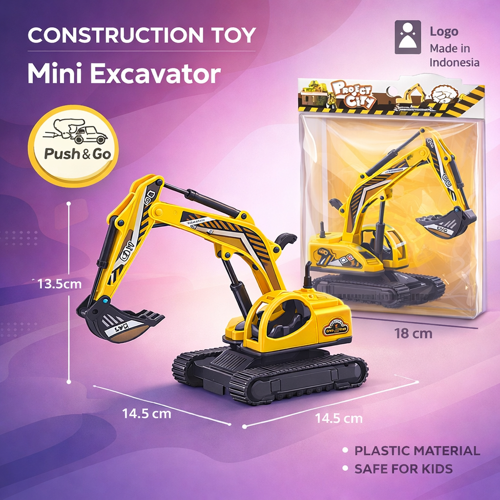 (HARGA 2 PCS) Mainan mobil bego excavator keruk mini OCT 6358//Mainan anak Bego Traktor OCT 6358
