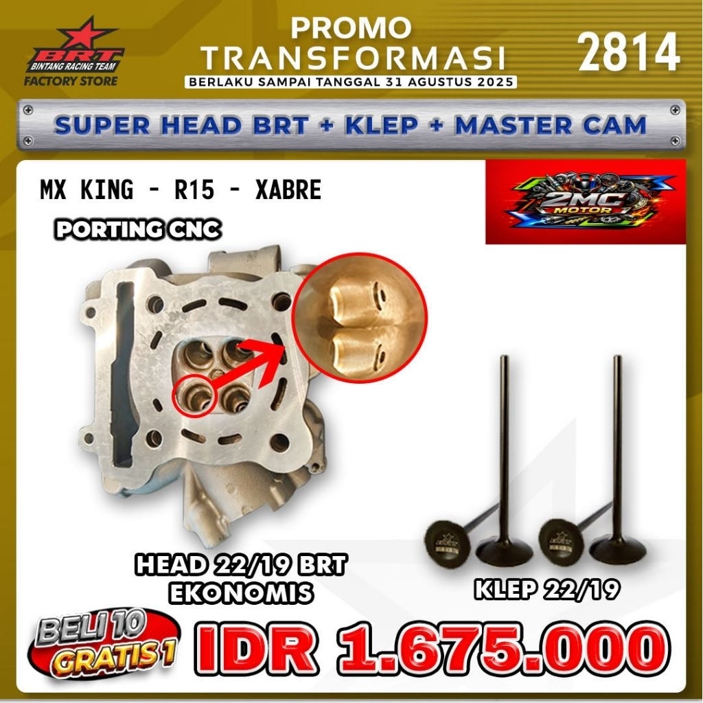 Paket Head Porting CNC-Klep MX King BRT - BINTANG RACING TEAM