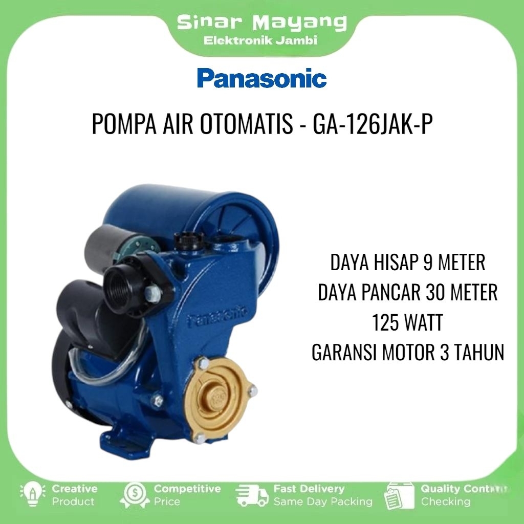 Pompa Air PANASONIC GA-126JAK-P/ Pompa Air Otomatis PANASONIC/ Garansi Resmi PANASONIC
