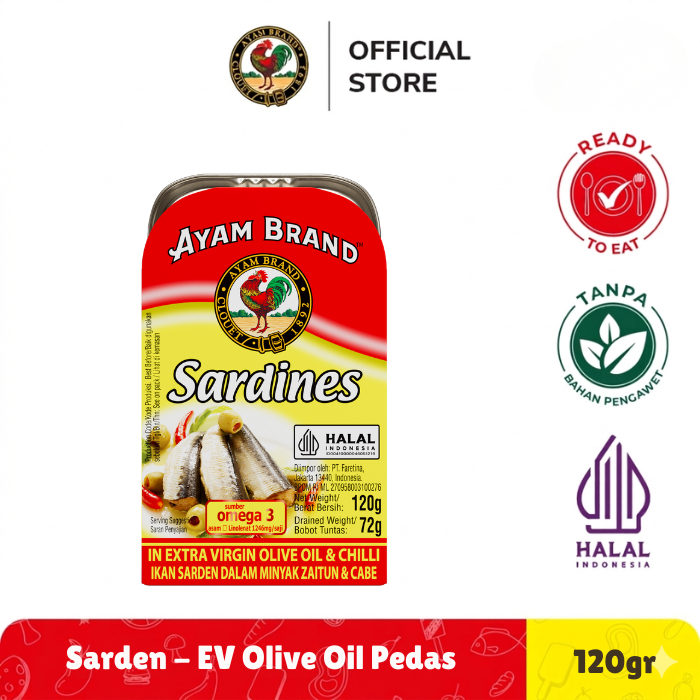 Ayam Brand Sarden Kaleng Extra Virgin Olive Oil Pedas 120gr