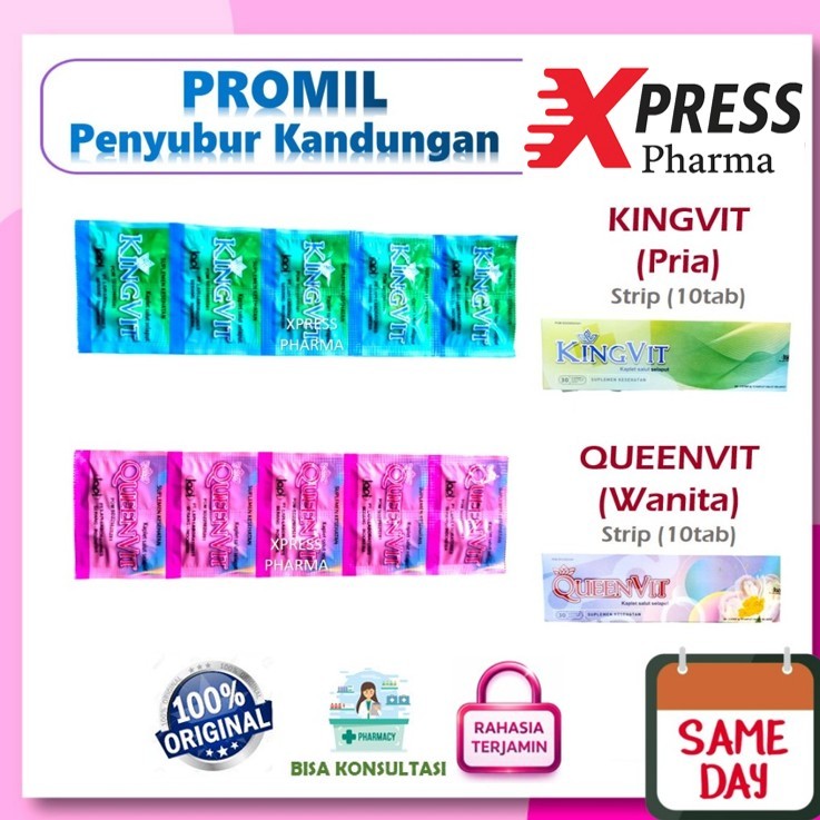 XPRESS  STRIP KingVit QueenVit Vitamin Penyubur Kandungan Promil King Queen Vit Kingfit Queenfit Que