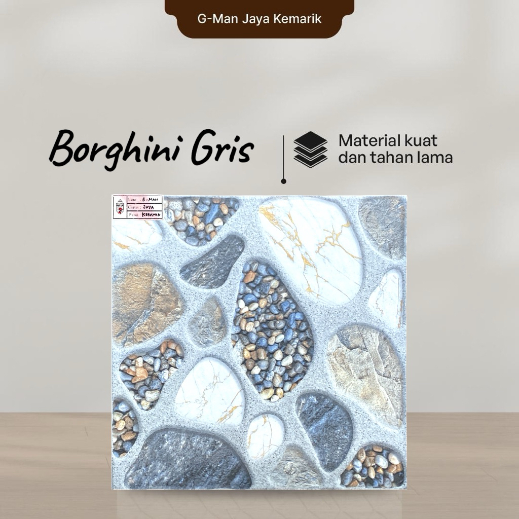 Keramik Lantai  Kasar 40x40 Borghini Beige Keramik Mulia Ceramic Carpot Grade A Isi 6pcs