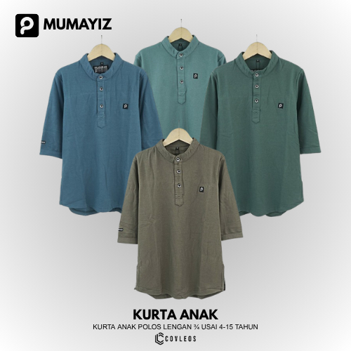COVLEOS | MUMAYIZ Kurta Anak Anak Laki Laki Panjang Lengan 3/4 usia 4-15 tahun