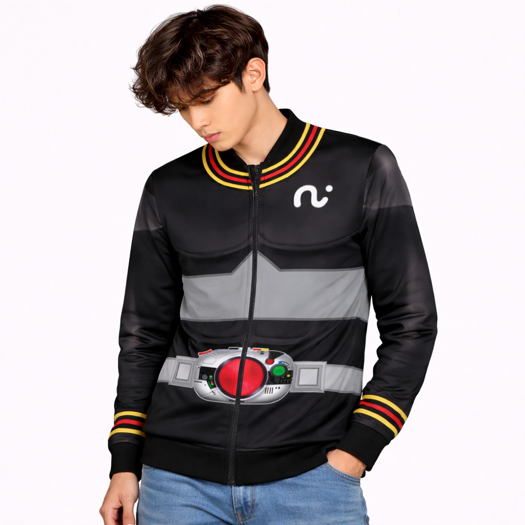 Jaket Kamen Rider Black Suit Cosplay Bahan Halus Lembut Tebal Full Printing Sublim Bisa Custom