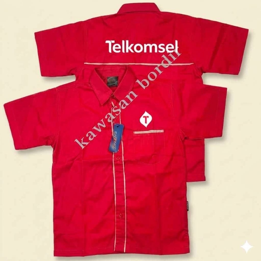Terbaru kemeja Telkomsel seragam Telkomsel baju Telkomsel pdh Telkomsel full bordir..