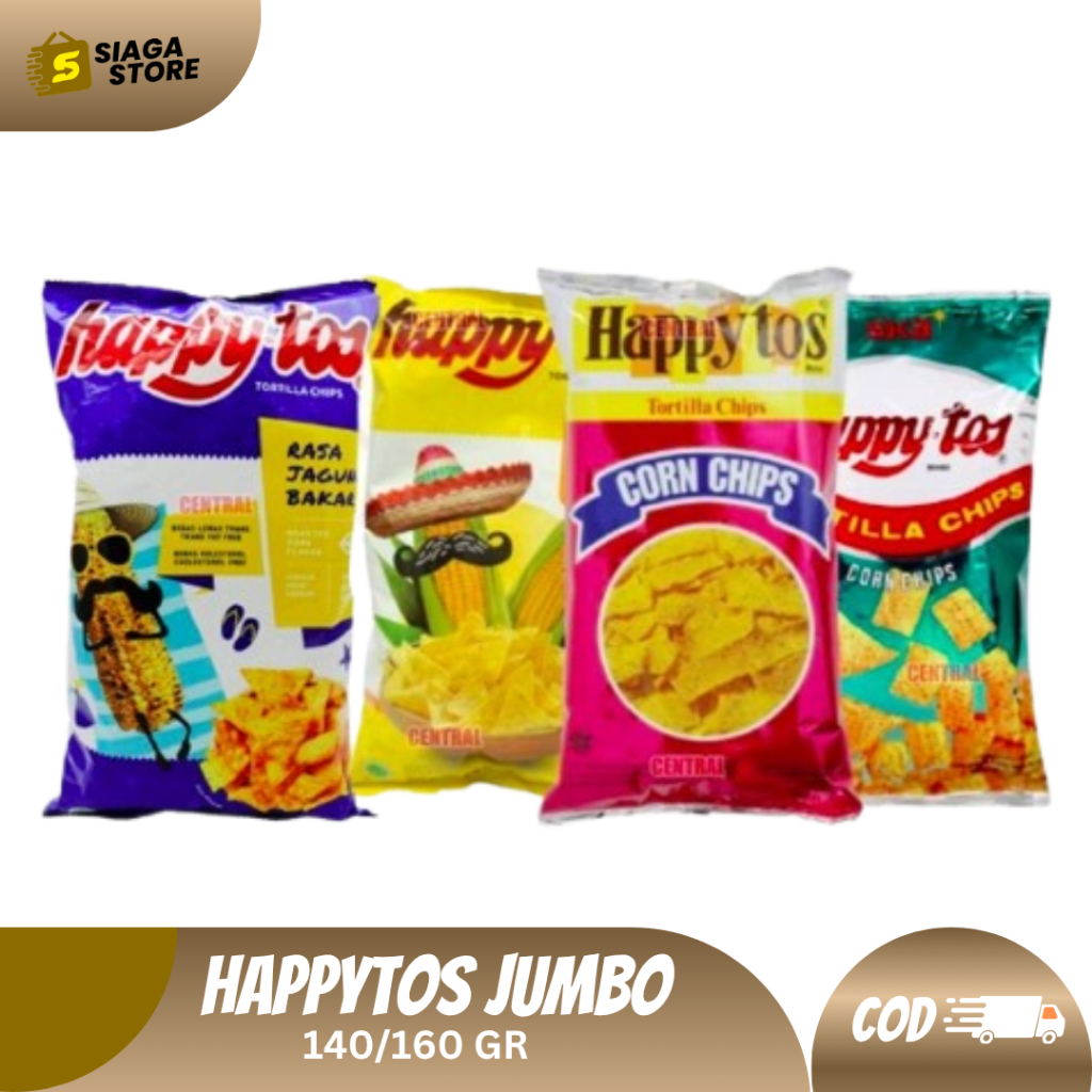 HappyTos JUMBO 140 GR Tortila Chips Aneka Rasa [BELI BANYAK LEBIH HEMAT]