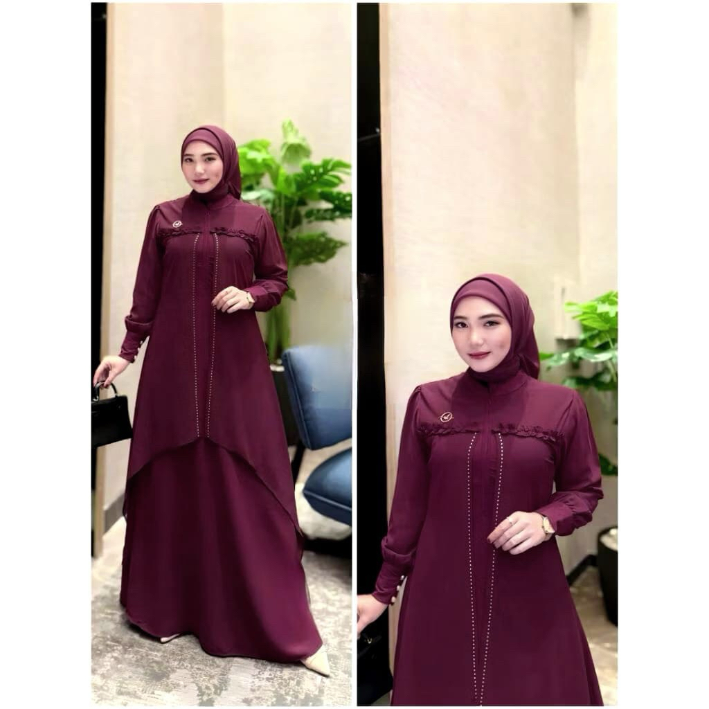 Jasmin Dress Abaya Mahagony Searagam Bridesmaid Gamis Kondangan Dress Muslim Elegan Gamis Syari Prem