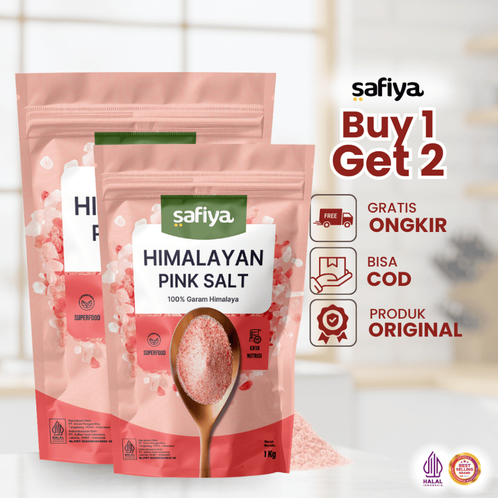 [Buy 1 Get 2] Safiya Garam Himalaya 1 Kg Pink Himsalt Asli Premium