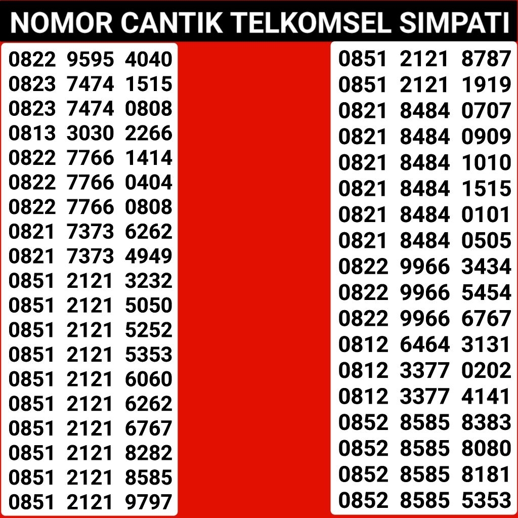 KARTU PERDANA TELKOMSEL NOMOR CANTIK TELKOMSEL SERI ABAB CDCD