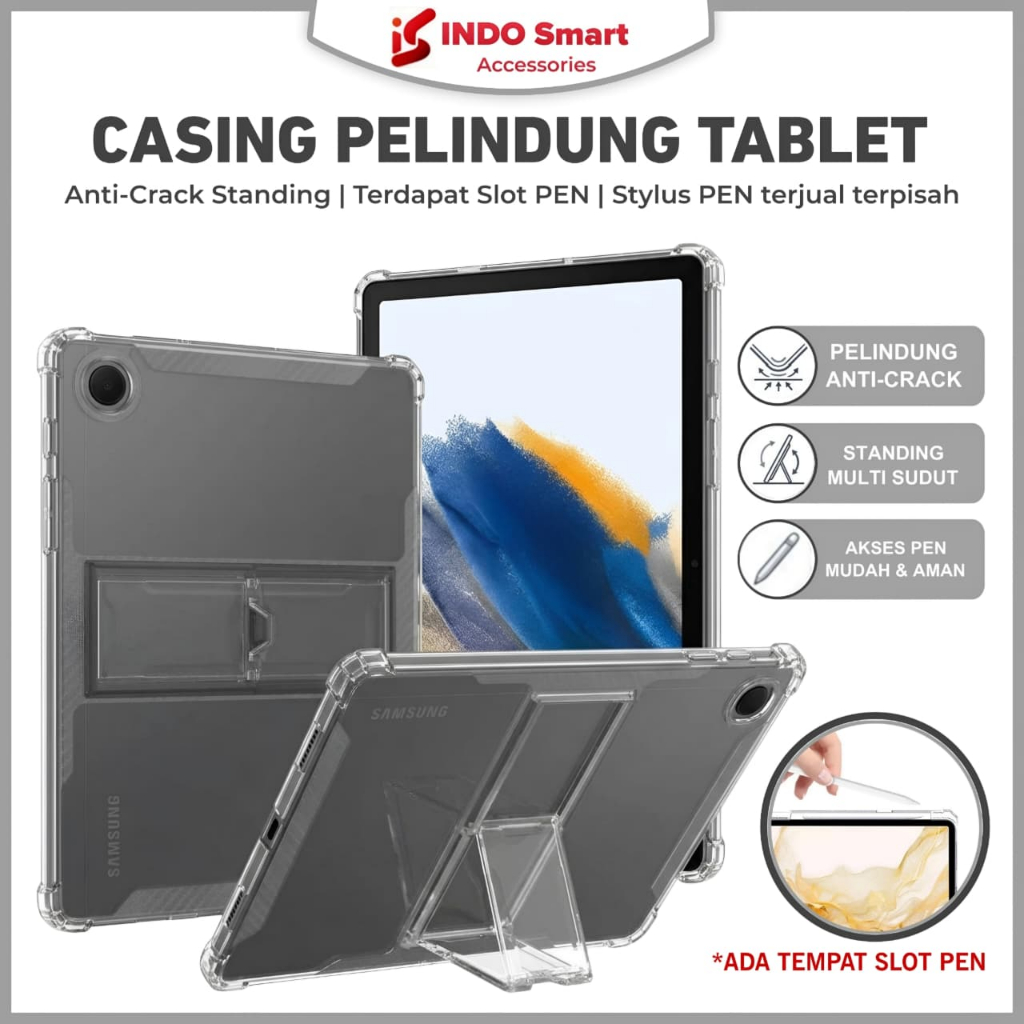 Case Samsung Galaxy Tab A8 | Tab A8 | T295 X205 Anti Crack Stand With Slot Pen Casing Standing