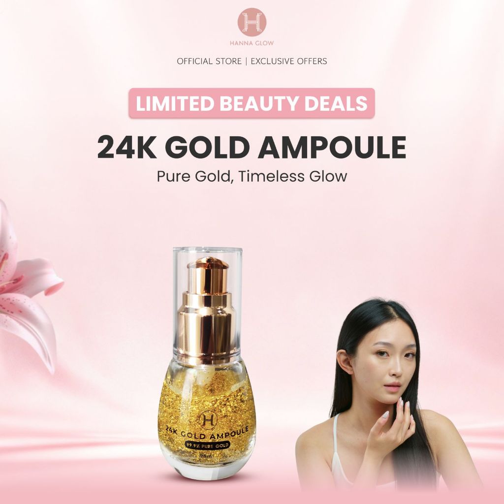 Hanna Glow Premium 24k Gold Ampoule 25ML -  Serum Wajah 24k Gold Ampoule - Melembabkan, Mencerahkan,