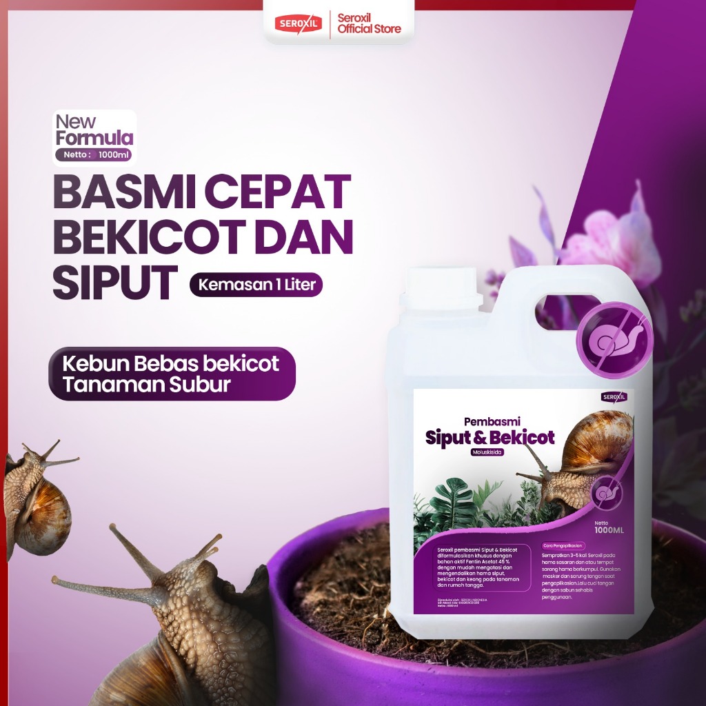Seroxil Racun Pembasmi Bekicot, Siput, Keong 1 Liter