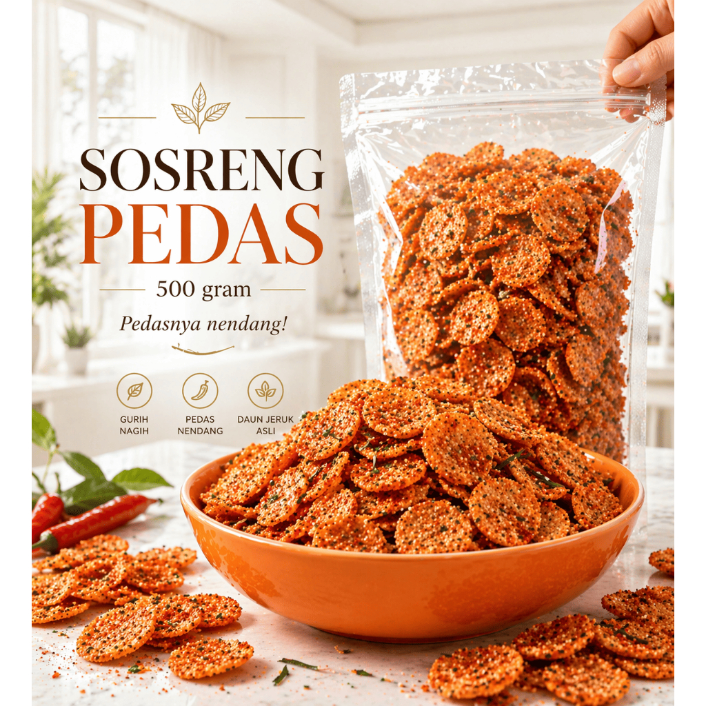 Sosis Goreng Sosreng Pedas 500gr Daun Jeruk – Cemilan Pedas Gurih Renyah, Snack Kiloan Murah Bikin N